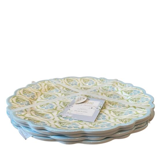 Lillian August French Farmhouse Floral Melamine Salad Plates 9in Set of 4 New - Picture 12 of 15